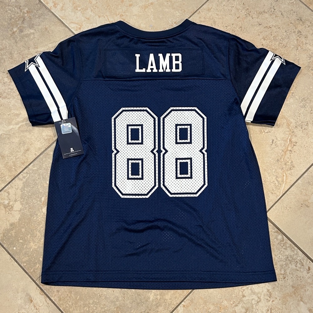 Dallas Cowboys CeeDee Lamb‎ Jersey Womens L Navy Blue V-Neck Mesh Fan Gear 7022W